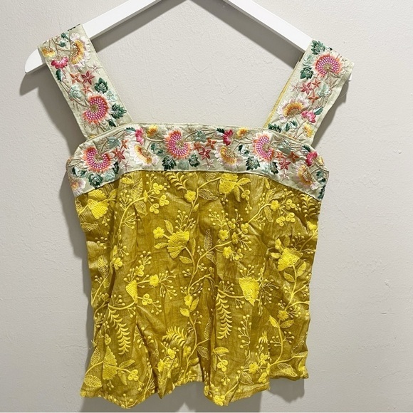 Gold Multicolor Sequin Gold Trim Ethnic Tank Top Tunic Embroidered Size XS - Picture 3 of 4